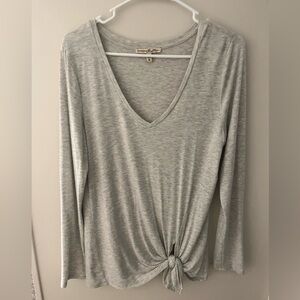 Express One Eleven V Neck Tie Front Long Sleeve Shirt